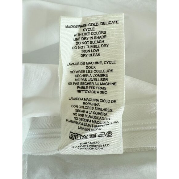 NWT Ruched White Open Back Top By Thakoon Size 8 100% Cotton Short Puff Sleeves - Picture 7 of 11